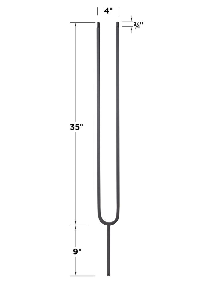 Iron Baluster 9092 - 1/2" Square - Contemporary Split Oval - Image 4